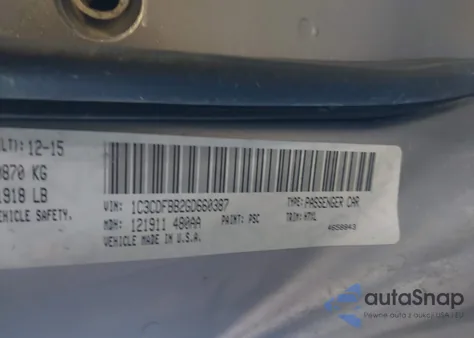 2016 Dodge Dart Sxt из США, поврежденный, VIN 1C3CDFBB2GD660387